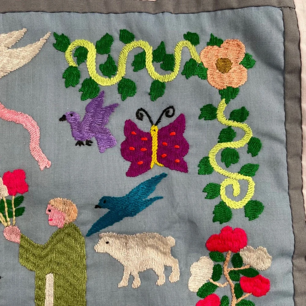 VTG‎ Hmong Story Cloth Embroidered Textile Wall Hanging Religious Nativity Folk
